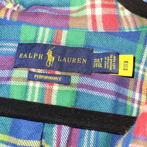 Ralph Lauren  Performance Flannel plaid Polo Long Sleeve Button Down Shirt 3XLT - Picture 3 of 6